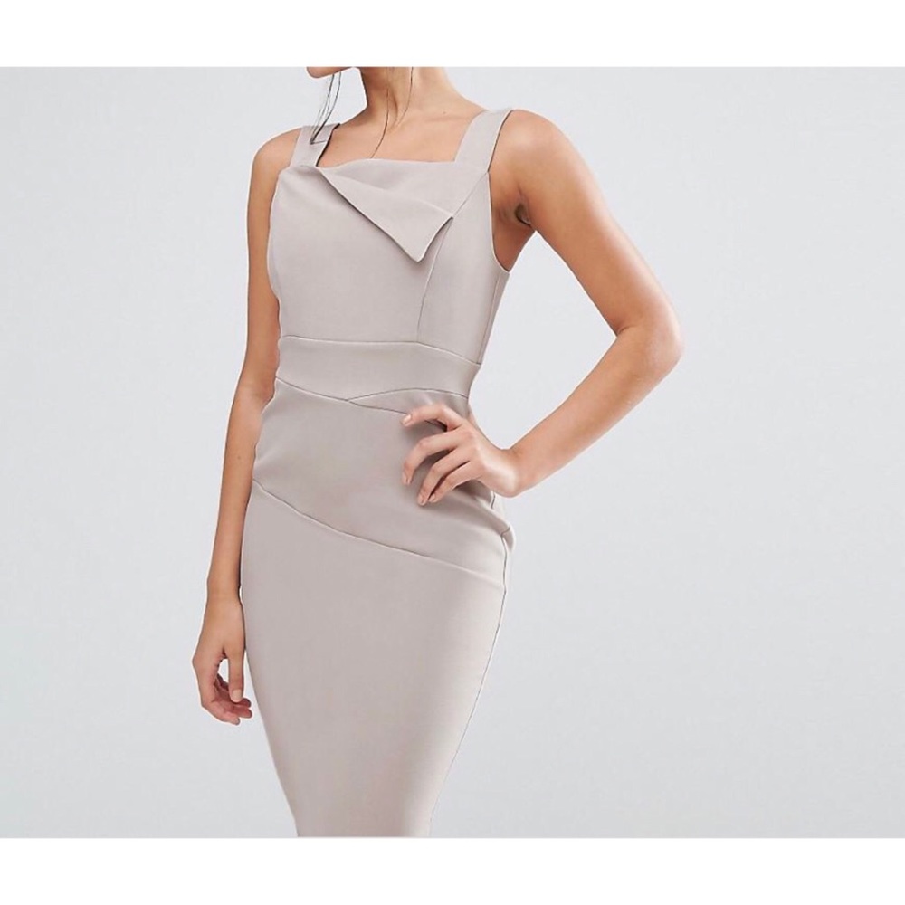 Nude Dress with Origami Detail